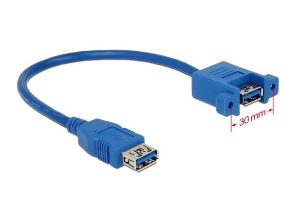 DeLOCK 0.25m 2xUSB3.0-A, 0,25 m, USB A, USB A, USB 3.2 Gen 1 (3.1 Gen 1), Naaras/naaras, Sininen
