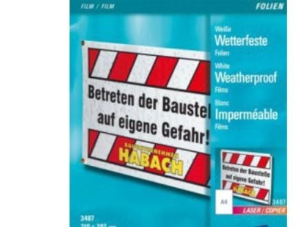 Avery Zweckform 3487 - 130 mikroner - hvit - A4 (210 x 297 mm) 100 ark film
