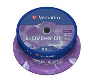 Verbatim DVD+R Double Layer 8x Matt Silver 25pk Spindle, DVD+R DL, 120 mm, Akseli, 25 kpl, 8,5 GB