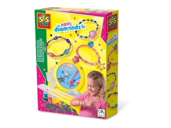 SES Creative Easy diamonds bracelets, Smykkesett til å lage armbånd for barn, 6 år, Flerfarget