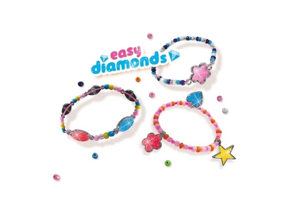 SES Creative Easy diamonds bracelets, Smykkesett til å lage armbånd for barn, 6 år, Flerfarget
