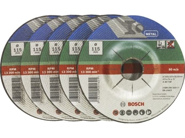 Bosch A 30 S BF - Skjæreskivesett - for ferrous metal - 5 deler - 125 mm - for UniversalGrind 18V-75