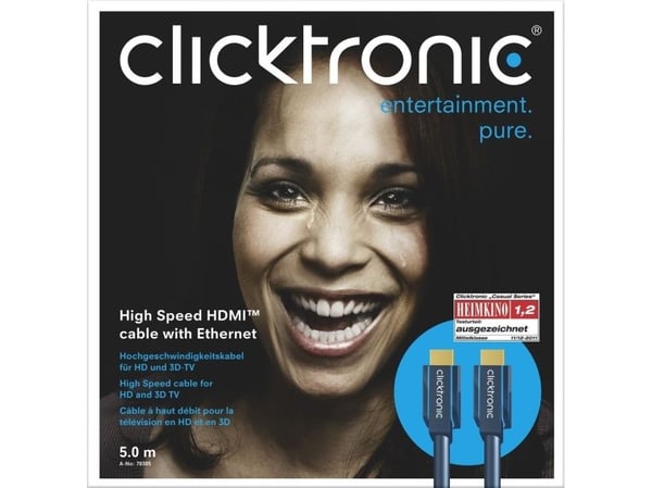 ClickTronic 5m High Speed HDMI, 5 m, HDMI Type A (Standard), HDMI Type A (Standard), 10,2 Gbit/s, Blå