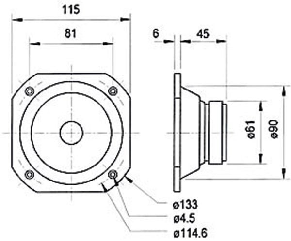 Visaton VS-FRS10WP/8W, 25 W, 50 W, 8 O, 90 - 19000 Hz, Hvit, 115 mm