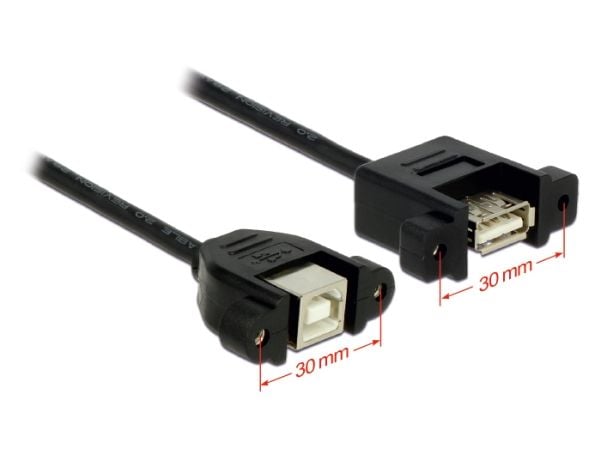 Delock - USB-kabel - USB (hunn) til USB-type B (hunn) - USB 2.0 - 1 m - svart