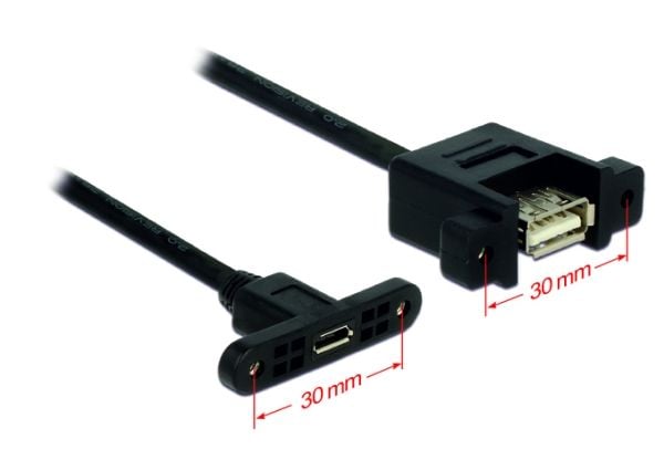 Delock - USB-adapter - Micro-USB type B (hunn) til USB (hunn) - USB 2.0 - 25 cm - svart