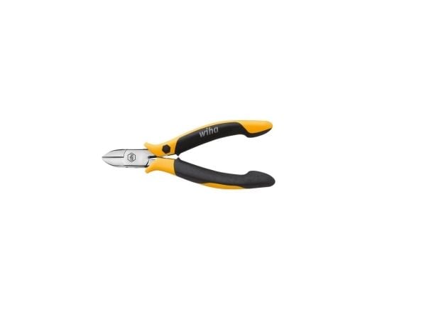 Wiha Professional ESD, Diagonal tang, Kull stål, Svart, Gult, 115 mm, 11,4 cm (4.5"), 77 g
