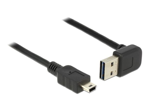 Delock EASY-USB - USB-kabel - mini-USB type B (hann) til USB (hann) - USB 2.0 - 1 m - 90° kontakt - svart