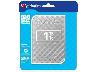 Verbatim Store 'n' Go Portable - Harddisk - 1 TB - ekstern (bærbar) - 2.5" - USB 3.0 - sølv