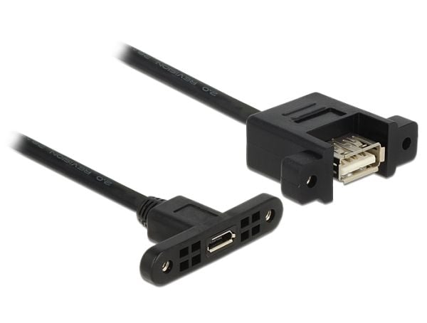Delock - USB-kabel - USB (hunn) til Micro-USB Type B (hunn) - USB 2.0 - 1 m - svart