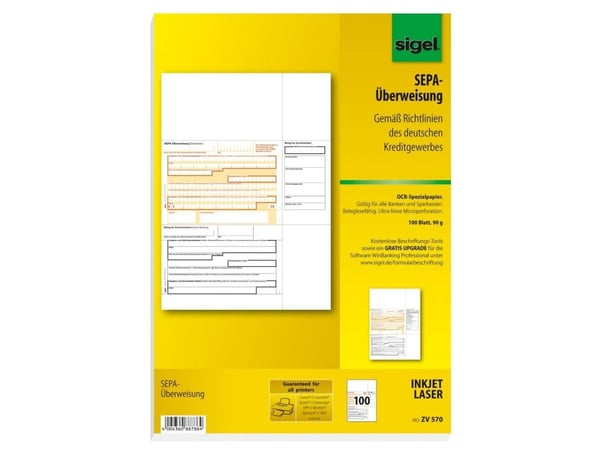 Sigel ZV570, Hvit, A4, 90 g/m², 100 ark