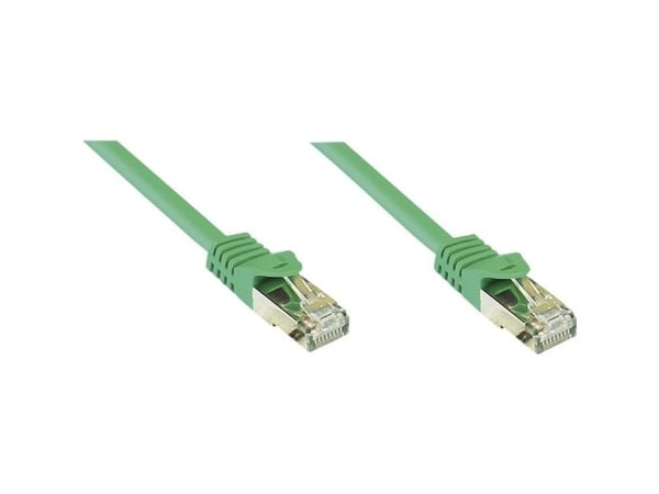 RJ45 patchkabel Cat.7 råkabel med RNS® låsebeskyttelse, S/FTP, PiMF, halogenfri, 600MHz, OFC, grønn, 10 m, Good Connections® (8070R-100G)