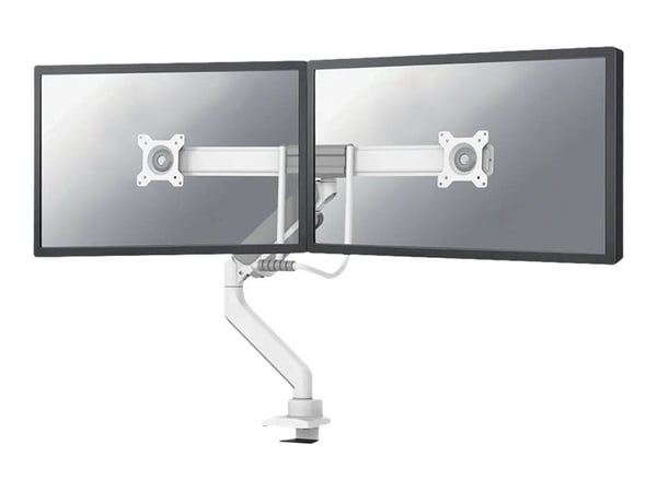 Neomounts DS75-450WH2 - Monteringssett (leddarm, maljeklemme, topfix-klemme) - full bevegelse - for 2 LCD-skjermer - hvit - skjermstørrelse: 17"-32...