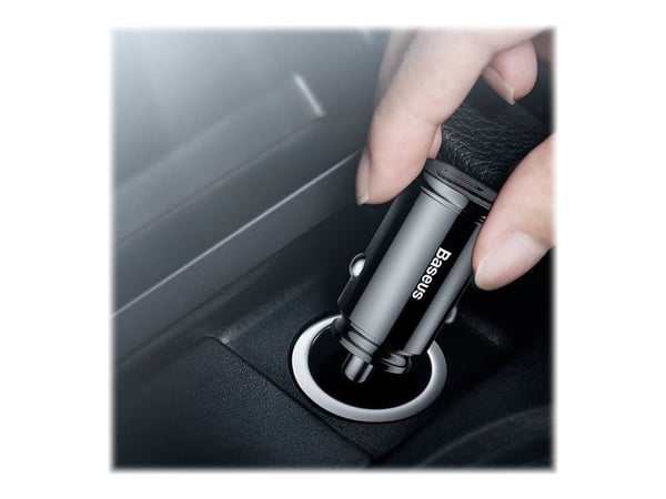 Baseus - Strömadapter för bil - 30 Watt - 5 A - 2 utdatakontakter (USB, USB-C) - svart
