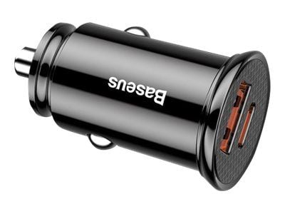 Baseus - Strömadapter för bil - 30 Watt - 5 A - 2 utdatakontakter (USB, USB-C) - svart