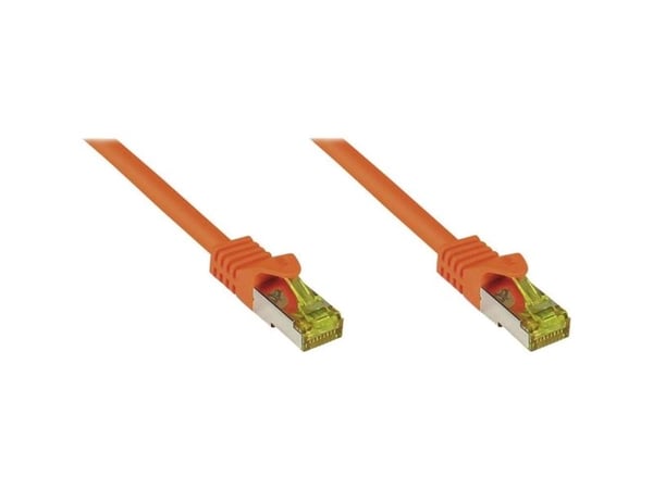 RJ45 patchkabel Cat.7 råkabel med RNS®, S/FTP, PiMF, halogenfri, 600MHz, OFC, orange, 0,5 m (8070R-005O)