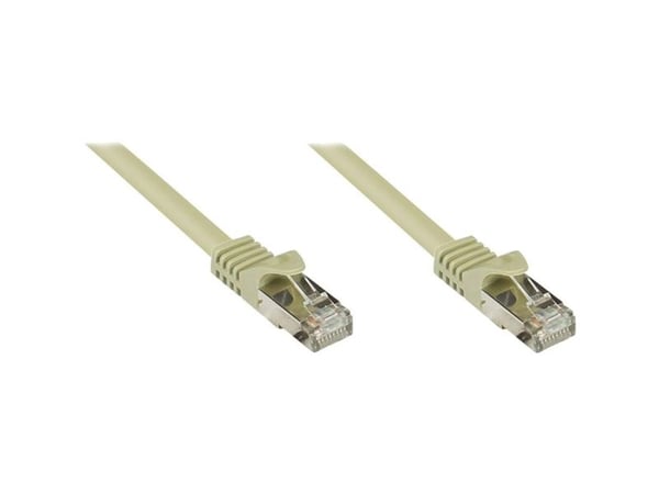 RJ45 patchkabel Cat.7 skärmad råkabel och låsskydd (RNS®), S/FTP, PiMF, halogenfri, 600MHz, OFC, grå, 10 m, Good Connections® (8070R-100)