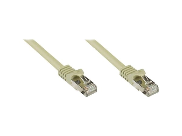 RJ45 patchkabel Cat.7 rund kabel med RNS®-låsning, S/FTP, PiMF, halogenfri, 600 MHz, OFC, grå, 25 m Good Connections® (8070R-250)