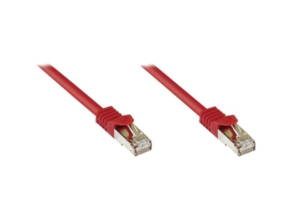 RJ45 patchkabel Cat.7 råkabel og sperresperre (RNS®), S/FTP, PiMF, halogenfri, 600 MHz, OFC, rød, 10 m, Good Connections® (8070R-100R)