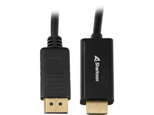 Sharkoon Displayport 1.2 til HDMI 4K Black 3 m ACTIVE 4Kx2K 60 Hz kabeladapter