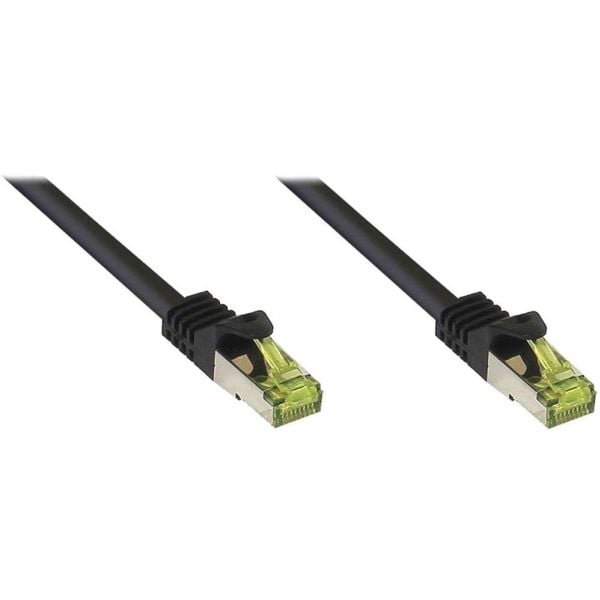 RJ45 patchkabel Cat.7 råkabel og låsebeskyttelse (RNS®), S/FTP, PiMF, halogenfri, 600MHz, OFC, svart, 50 m, Good Connections® (8070R-500S)