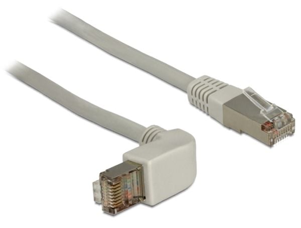 Delock - Koblingskabel - RJ-45 (hann) til RJ-45 (hann) - 1 m - SFTP - CAT 5e - formstøpt, 90° kontakt - grå