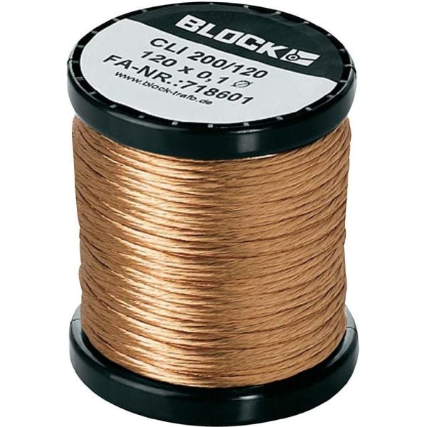 Block Lakeret kobbertråd Udvendig diameter (inkl. isoleringslak)=0.10 mm 120 x 0.10 mm 24 m 0.20 kg 0.20 kg