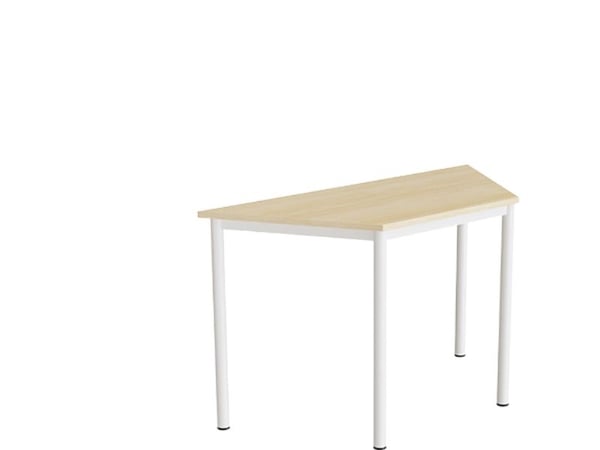 Bord Combi 195, trapezformet, 1200/600x520 mm Højde 720 med birk laminat, hvid stel