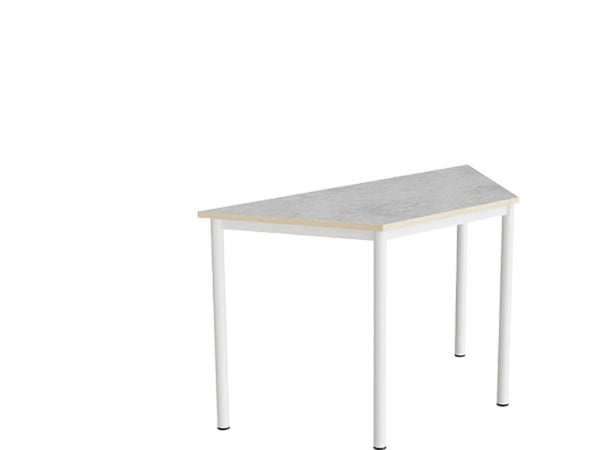 Bord Combi 195, trapezformet, 1200/600x520 mm Højde 720 med lys grå linoleum, hvid stel