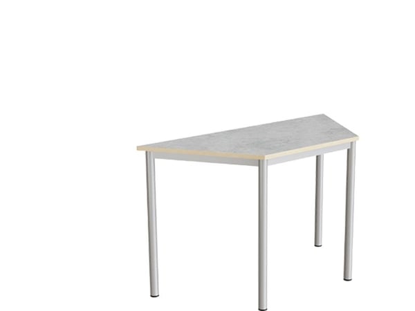 Bord Combi 195, trapezformet, 1200/600x520 mm Højde 720 med lys grå linoleum, alu stel