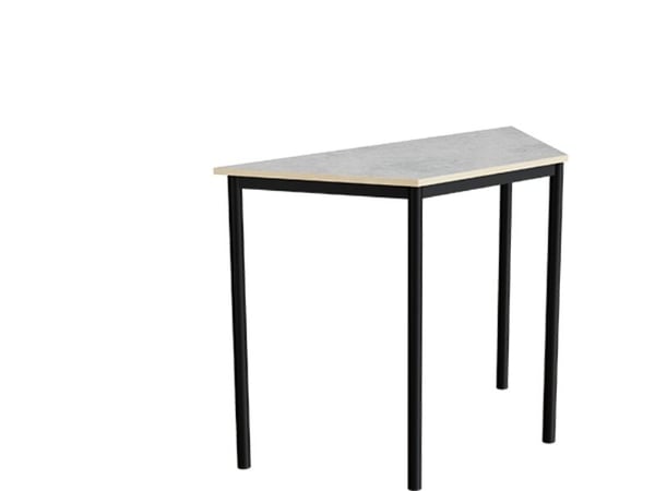 Bord Combi 195, trapezformet, 1200/600x520 mm Højde 900 med lys grå linoleum, sort stel