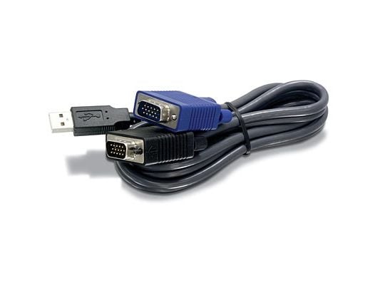 TRENDnet TK CU10 - Tastatur / video / musekabel (KVM) - USB, HD-15 (VGA) (hann) til HD-15 (VGA) (hann) - 3.1 m - svart