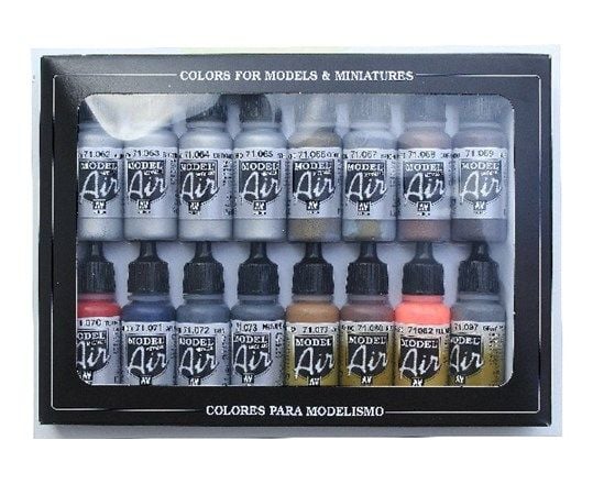Vallejo 71.181, 17 ml, Aluminium, Blå, Messing, Kopper, Gull, Grå, Rød, Sølv, Flaske