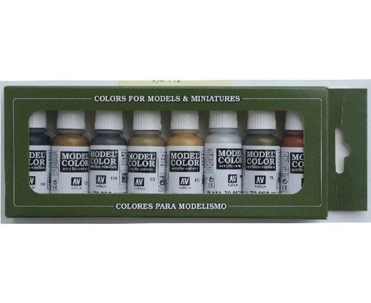 Vallejo 70.118, 17 ml, Blå, Messing, Bronse, Kopper, Gull, Grå, Sølv, Metallisk, Flaske
