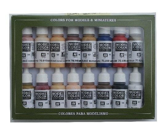 Vallejo 70.125, Musta, Sininen, Ruskea, Punainen, Ruusu, Valkoinen, Akryylimaali, Nestemäinen, 3D-vaikutus, 17 ml, 16 kpl |