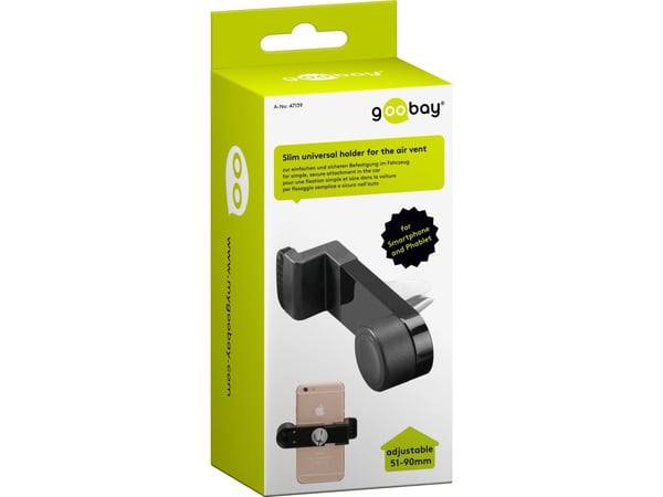 Goobay 47139, Mobiltelefon/smarttelefon, Passiv holder, Bil, Sort
