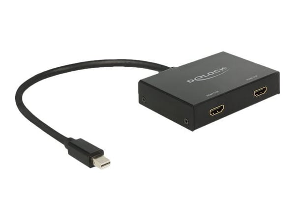 Delock Displayport 1.2 Splitter 1 x mini Displayport in > 2 x HDMI out 4K - Video/lyd-splitter - 2 x HDMI - stasjonær