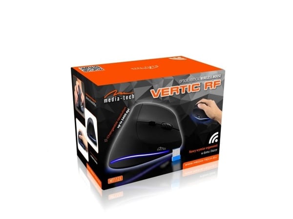 Media-Tech VERTIC RF MT1123 - Pystyhiiri - ergonominen - oikeakätinen - optinen - 5 painiketta - langaton - 2,4 GHz - langaton vastaanotin (USB)