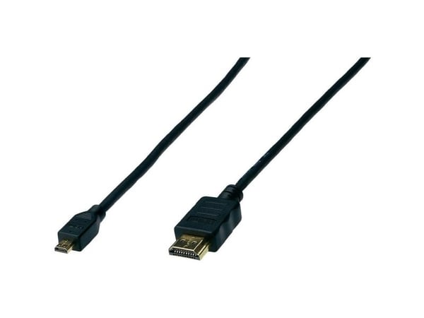 ASSMANN - HDMI-kabel med Ethernet - 19 pin micro HDMI Type D hann til HDMI hann - 1 m - trippel beskyttelse - svart