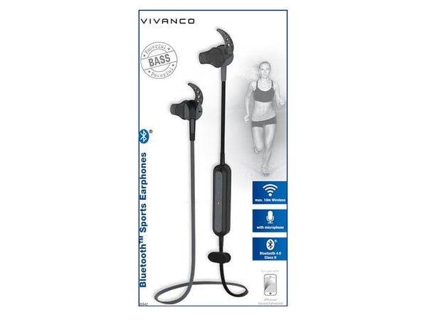 Vivanco Sport Air 4 - Øreproptelefoner med mik. - i øret - Bluetooth - trådløs - sort