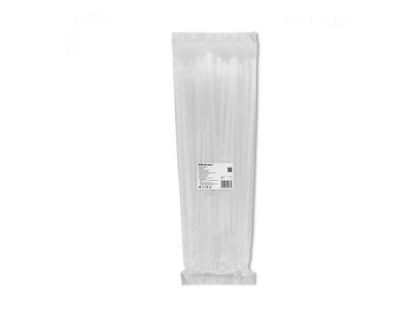 Qoltec - Kabelfestebånd - reusable, self-locking, UV, 7.2 * 400 mm - 40 cm - hvit (en pakke 100)