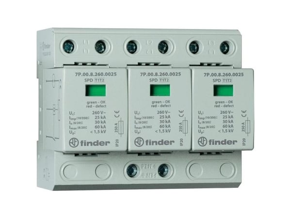 Finder 7P.03.8.260.1025 Ylijännitesuoja tyyppi 1/2 Sarja 7P IP20 (7P.03.8.260.1025)