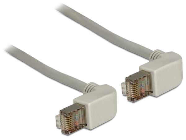 Delock - Koblingskabel - RJ-45 (hann) til RJ-45 (hann) - 50 cm - SFTP - CAT 5e - formstøpt, 90° kontakt - grå