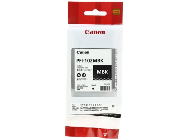 Canon PFI-102 MBK - 130 ml - mattsvart - original - bläcktank - för imagePROGRAF iPF510, iPF610, iPF650, iPF655, iPF750, iPF755, iPF760, iPF765, LP...