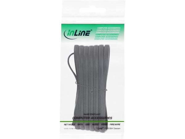 InLine 18835, 5 m, RJ12, RJ12, Musta, Hanstik, Hunstik, Hunstik