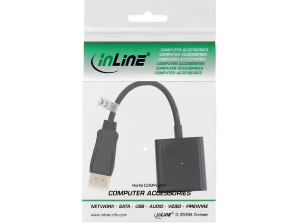 InLine 17199K, 0,2 m, DisplayPort, DVI-D, Gull, Sort, Hankjønn/hunkjønn