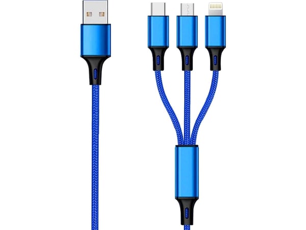2GO 797151 USB-kabel 1,5 m USB B USB C/Micro-USB B/Lightning Schwarz - Blau (797151)