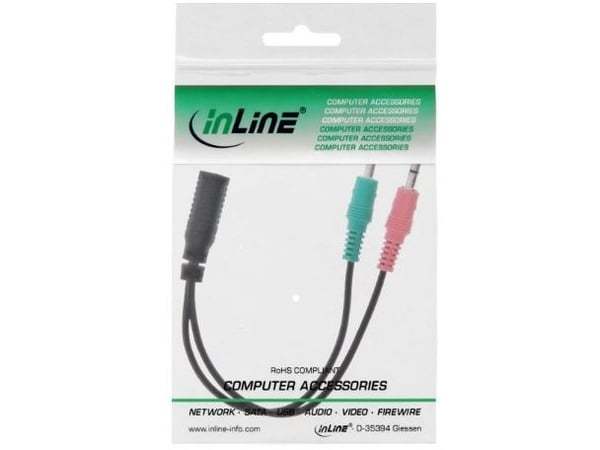 InLine 99312A, 3.5mm, Hunkjønn, 2 x 3.5mm, Hankjønn, 0,15 m, Svart