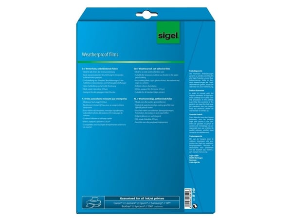 Sigel IF140, Hvit, Selvklebende skriveretikett, A4, Blekkdyse, 270 µm, 10 ark