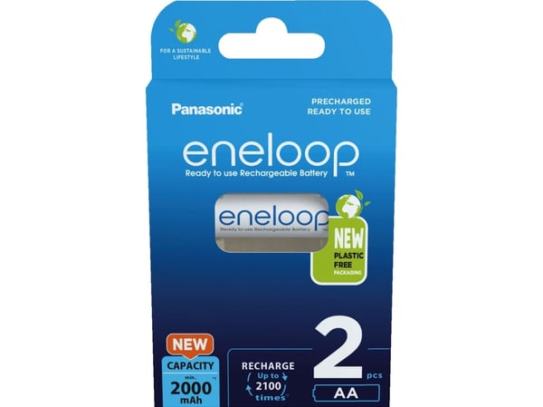 Sanyo BK-3MCDE/2BE, Ladattava akku, AA, 1,2 V, 2 kpl, 2000 mAh, Valkoinen